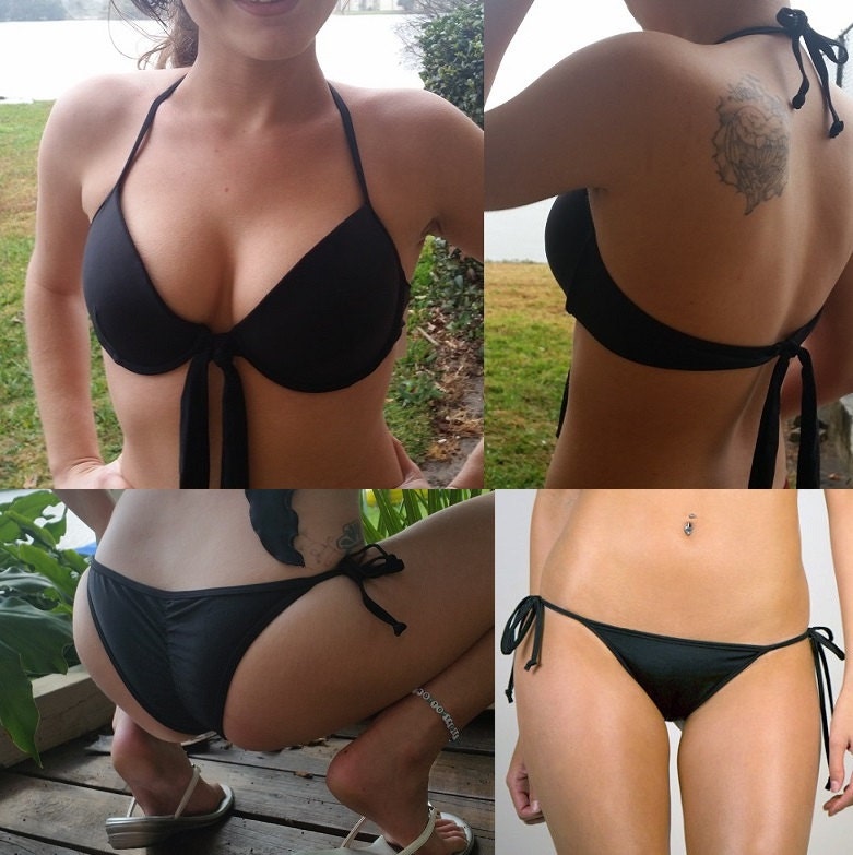 Hot girl in bikini butt Push Up Cheeky Brazilian Scrunch Butt Bikini Set Sexy Black Etsy