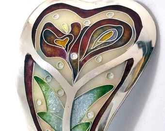 Cloisonné-hanger emaille bloem/hart