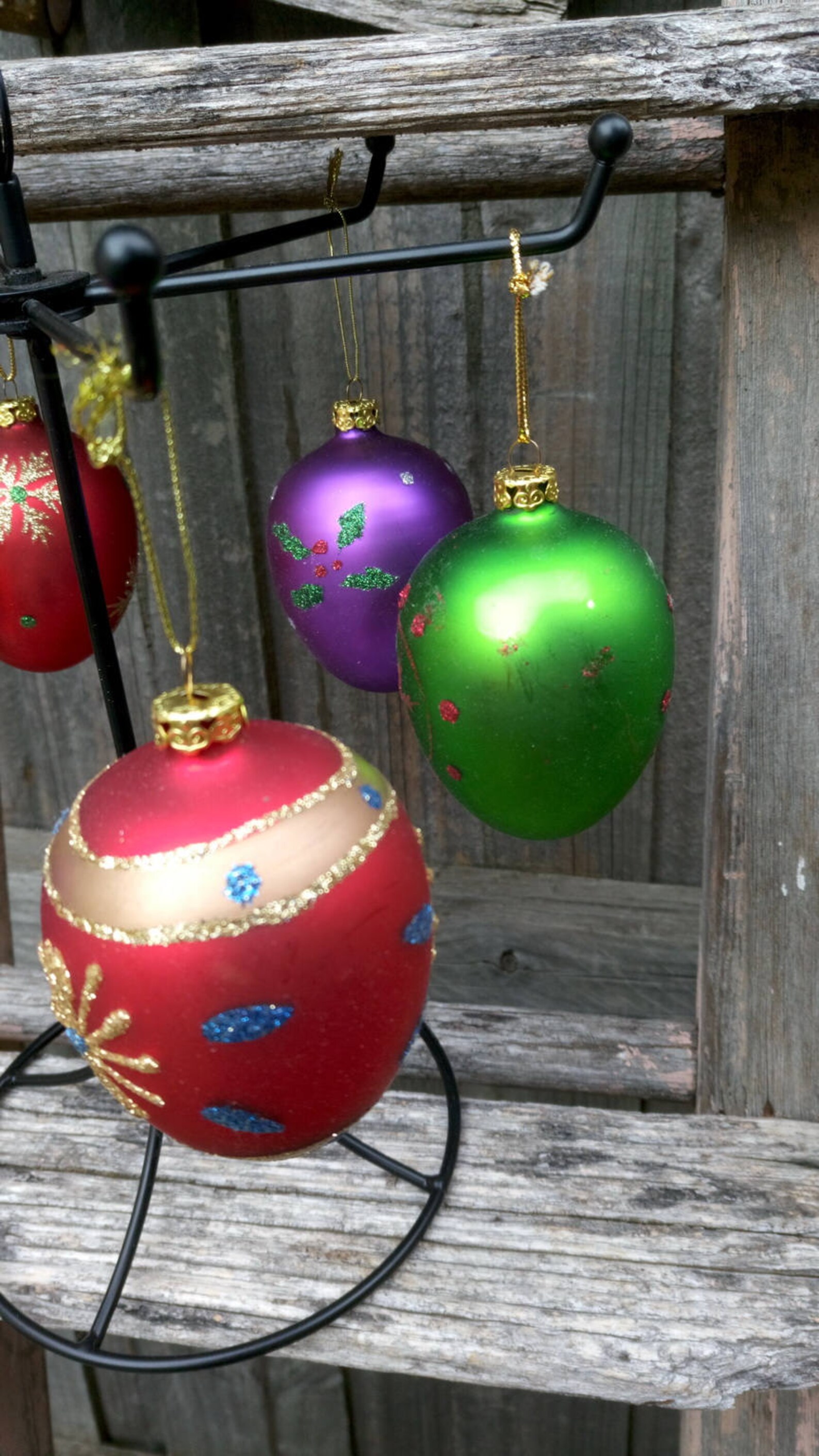 Set of 6 Glass Egg Shaped Ornaments Easter Christmas Etsy