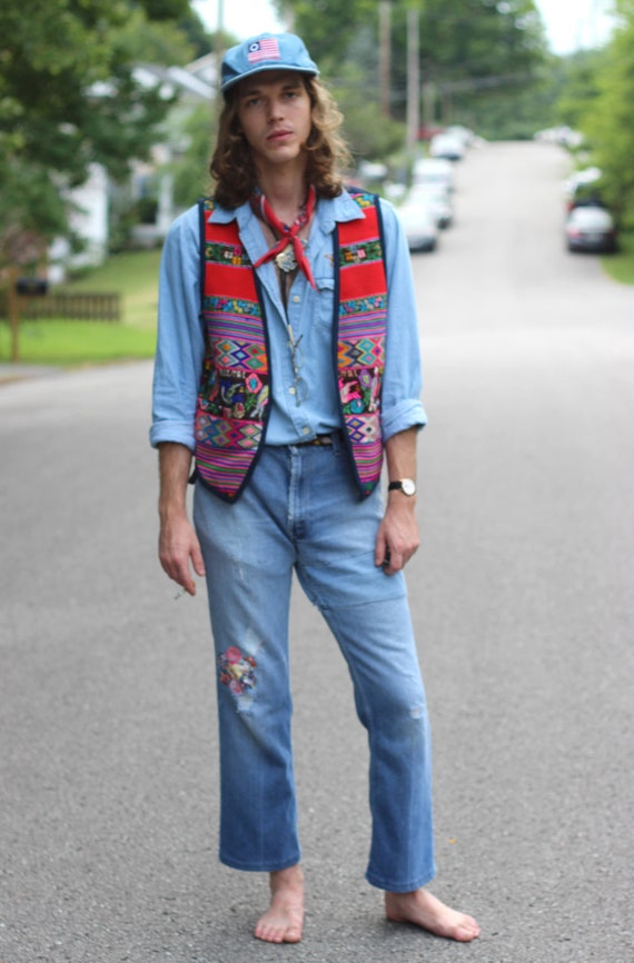 Flower Power Patchwork Jeans: 1970s Unisex Vintage Levi's - Etsy Australia