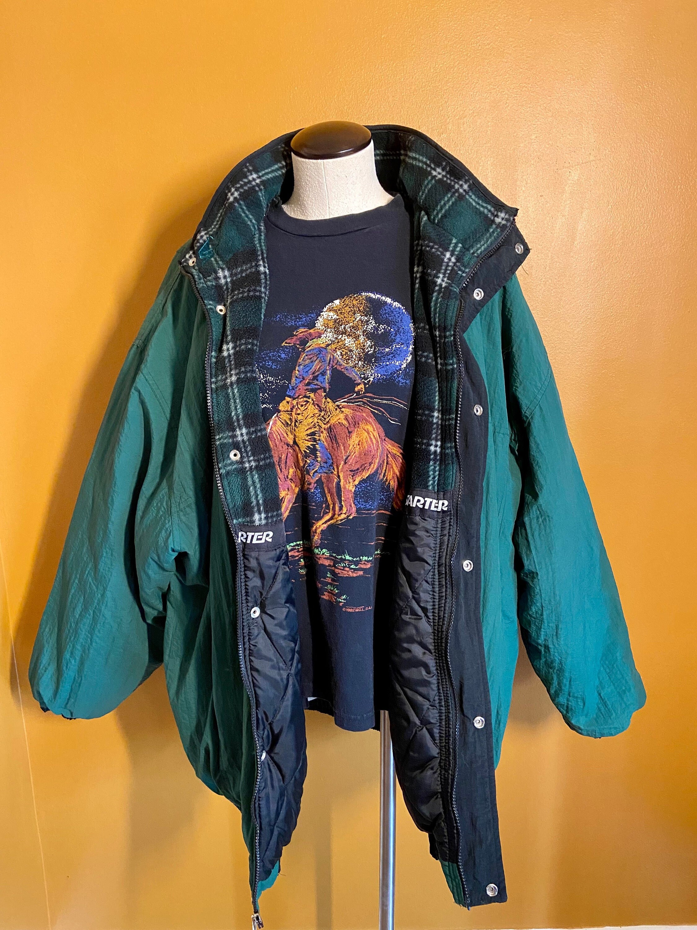 The Starter Jacket 1990s Vintage Starter Hunter Green Plaid