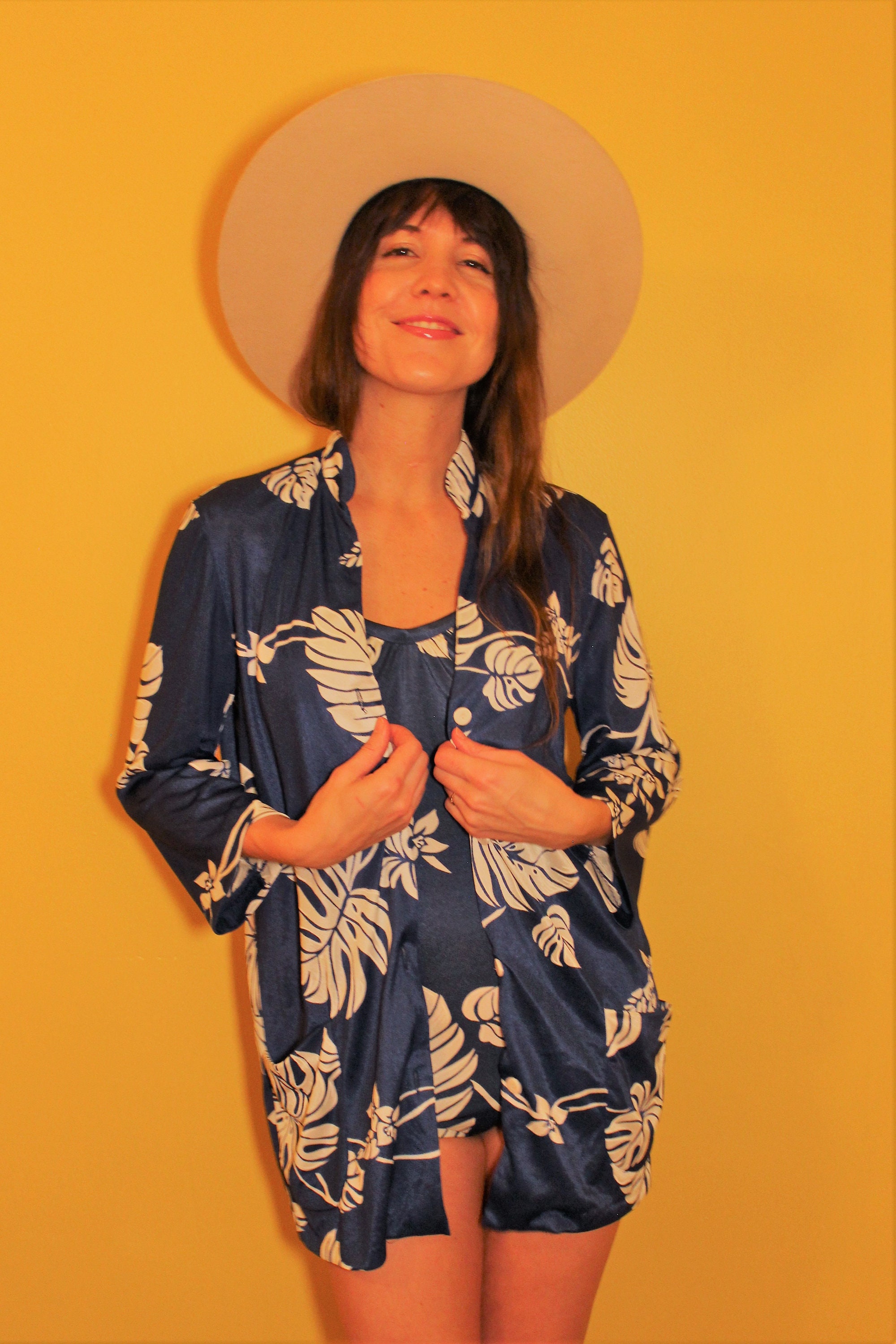 The Blue Bayou Swimsuit Kimono Set Rare 1960s Vintage Navy Etsy