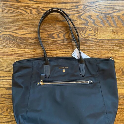 The Kors Shoulder Bag: NWT Brand New w/ Tag Michael Kors Black shops Nylon Gold Zipper Purse