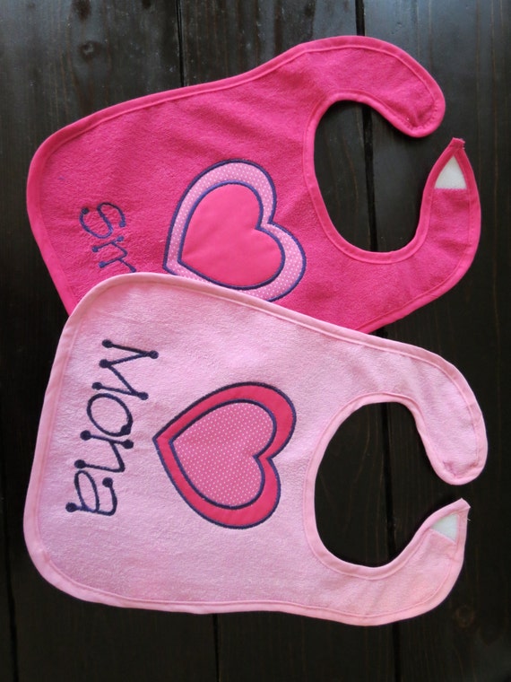Personalized Appliqué Heart Baby Bib Embroidered bib