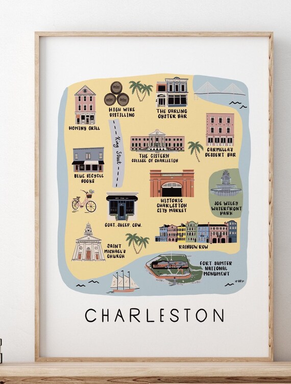 Map of Charleston SC printable Digital Art - Etsy