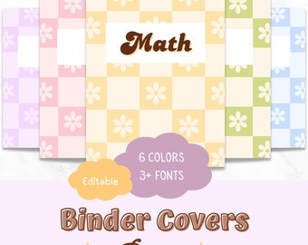 RETRO PASTEL Editable Binder Cover, Canva Template, Printable Classroom ...