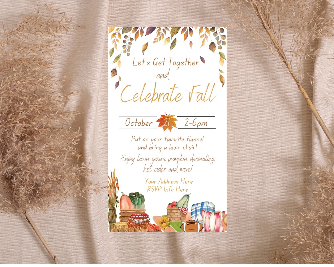 Fall Post Card Invite Fall Party Invitation - Etsy