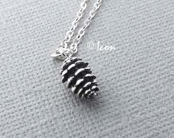 Small Pinecone Necklace Sterling Silver Pendant Tiny Pine Cone Minimal Nature Jewelry Tree Jewelry Botanical Necklace gift for her