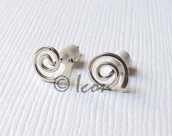 Small Coil Post Earrings Silver Tiny Swirl Spiral, Minimal Stud Earring, Womens Jewelry gift for her, handmade jewelry, minimalist earrings