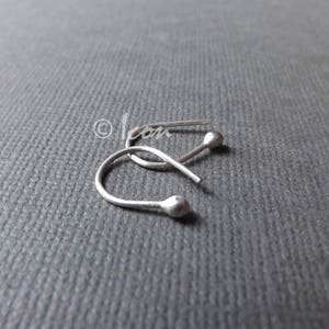 Small Open Hoop Earrings Silver Arc Hoops, Tiny Horseshoe Earring, Minimal Small Threader jewelry gift for her, huggie earring by icontrived image 3