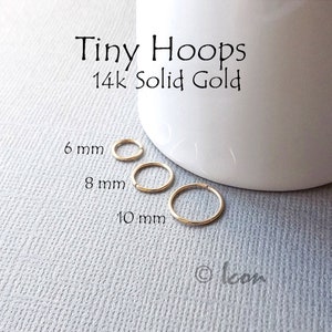 Solid Gold Hoop, Gold Nose Ring, 14k Yellow Gold Cartilage Hoop, Solid Gold Piercing, Huggie Hoop, Seamless Gold Hoop Tiny Gold Hug Earring