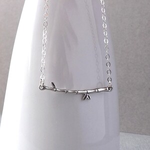 Sterling Silver Bamboo Necklace, Small Bamboo Silver Bar Pendant Tree Necklace, Minimal Necklace Simple Nature Jewelry Gift, unique gift