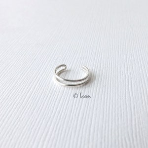 Sterling Silver Double Band Ear Cuff Single, Minimalist No Piercing Ear Wrap, Simple Earcuff