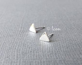Triangle Earrings, Tiny Silver Post Earring, Geometric Triangle Stud Earrings, Minimal Earring, Simple Sterling Silver Jewelry unique Gift