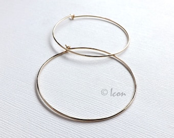 Gold Hoop Earrings, Large Gold Hoops, 14k Gold Filled Hoops, Simple Hoop Earring, Minimal Handmade Earrings Wire Hoop Earrings gift idea