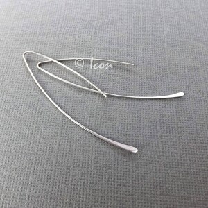 Statement Jewelry Arc Ear Threader Earrings Long Silver Open Hoops Simple Wire Form Earrings Minimal handmade custom Jewelry Gift women gift