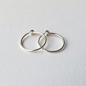 Silver Hoops, Small Hammered Hoops, Modern Minimal Hoop Earring, Sterling Silver Huggie Hoops, Silver Huggie Jewelry image 3