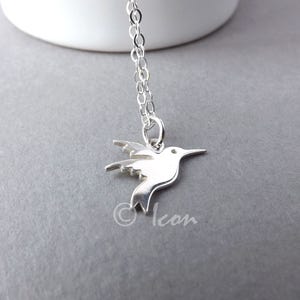 Silver Hummingbird Necklace Tiny Bird Pendant Animal Charm Sterling Silver Humming bird Lovers Jewelry Gift animal jewelry bird necklace
