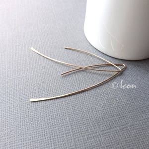 Arc Ear Threader Earrings, Long Gold Earring 14k Gold Filled Open Hoops Simple Earrings Minimal Earrings, custom handmade jewelry