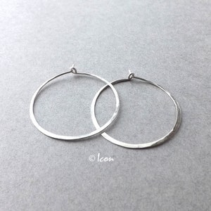 Silver Hoop Earrings, Silver Hammered Hoops, Rustic Sterling Silver Hoop Earrings, Hammered Hoops, Everyday hoops, 1.5 inch hoops