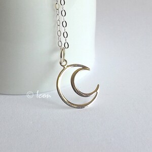 Silver Moon Necklace, Crescent Moon Necklace, Open Moon Pendant, New Moon Minimal Moon Celestial Jewelry Gift