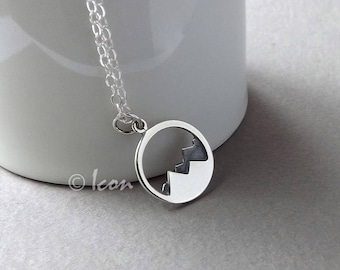 Silver Mountain Necklace, Mountain Range Pendant, Outdoor Nature Necklace, Nature Jewelry gift outdoor gift adventure gift, Mountain Jewelry