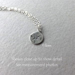 Tiny Compass Charm Necklace, Sterling Silver Compass Pendant, Jewelry Gift