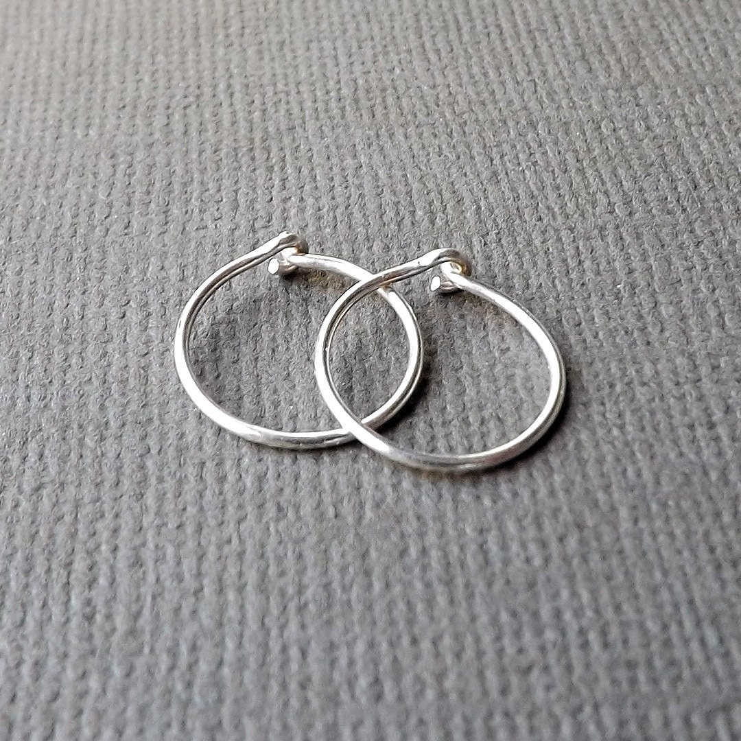 Handmade Modern Sterling Silver Mini Hoop Earrings from Peru - Silver Polish