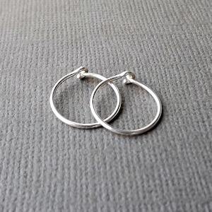 Silver Hoops, Small Hammered Hoops, Modern Minimal Hoop Earring, Sterling Silver Huggie Hoops, Silver Huggie Jewelry