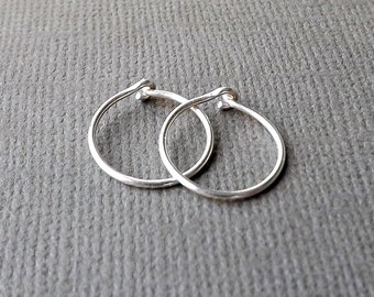 Silver Hoops, Small Hammered Hoops, Modern Minimal Hoop Earring, Sterling Silver Huggie Hoops, Silver Huggie Jewelry