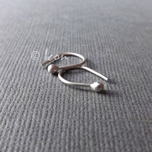 Small Open Hoop Earrings Silver Arc Hoops, Tiny Horseshoe Earring, Minimal Small Threader jewelry gift for her, huggie earring by icontrived image 2