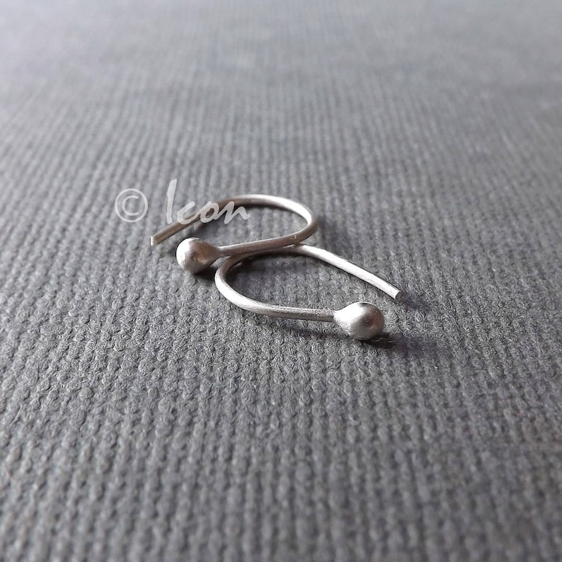 Small Open Hoop Earrings Silver Arc Hoops, Tiny Horseshoe Earring, Minimal Small Threader jewelry gift for her, huggie earring by icontrived image 2