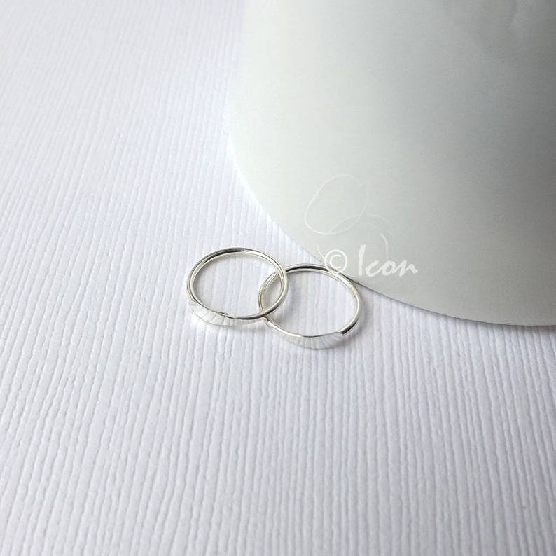 Sleeper Hoop Earrings, Open Hoop Silver Hoops, Small 10mm Simple Hoop Earring, Minimal Huggie Hoop, handmade hoop everyday earrings image 3