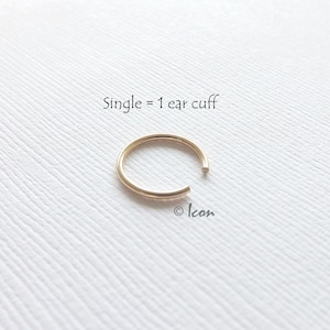 14k Yellow Gold Filled Simple ear cuff, single or pair, thin band earcuff, ear wrap, no piercing, gold minimal ear cuff earring