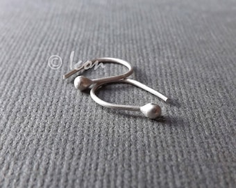 Small Silver Huggie Hoop Earrings Open Hoops, Tiny Horseshoe Arc Earring, handmade hug threader earrings, minimal jewelry huggie earring