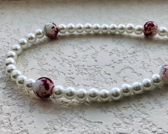 Catholic rosary, pearl rosary, Anglican rosary, rosary beads, wall rosary, Catholic gifts, beaded wall rosary, glass bead rosary