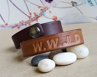 W.W.J.D Snap Leather Bracelet