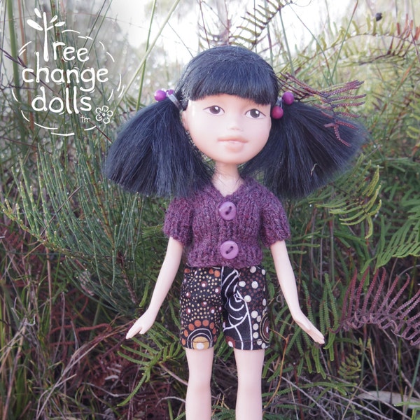 Tree Change Dolls® Doll #123 OOAK, repainted, restyled, second-hand doll upcycled by artist Sonia Singh