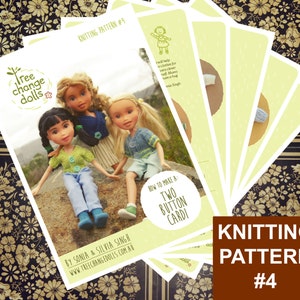 Tree Change Dolls® Knitting Pattern #4 Two Button Cardigan, by Sonia and Silvia Singh