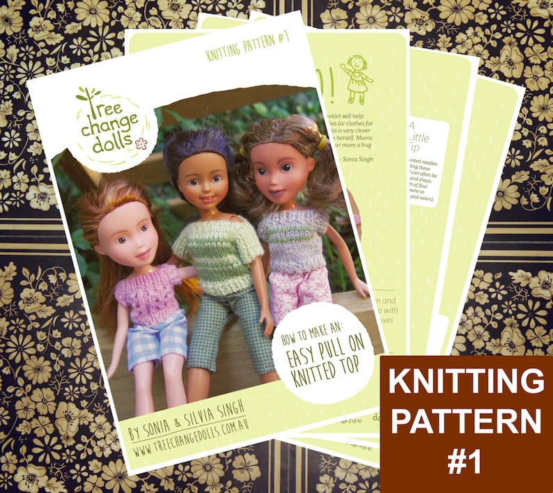 Tree Change Dolls® Knitting Pattern 1, Easy Pull On Knitted Top, by Sonia and Silvia Singh image 1