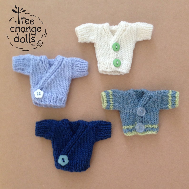 Tree Change Dolls® Knitting Pattern 4 Two Button Cardigan, by Sonia and Silvia Singh image 2
