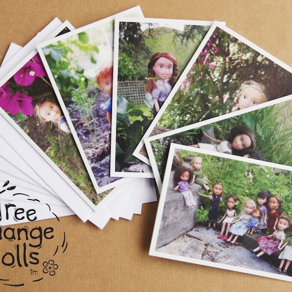 Set van 6 lege Tree Change Dolls® wenskaarten, originele foto's van kunstenaar Sonia Singh
