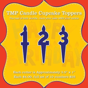Cupcake Cookie Topper Cutters, Mini Candle Number Set - 3D Printed