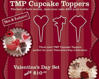 Cupcake Cookie Topper Cutters, Valentine Set - 3D Printed