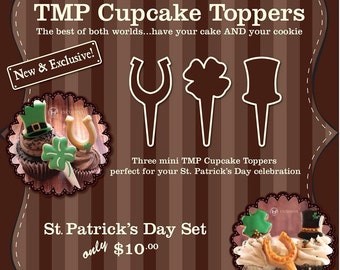 Cupcake Cookie Topper Cutters, St Patrick's Day Set - 3D Printed