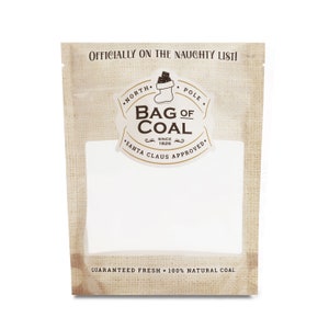 Bag of Coal Cookie Pouch (6.5in x 8in x 2.5in) (10 pack)