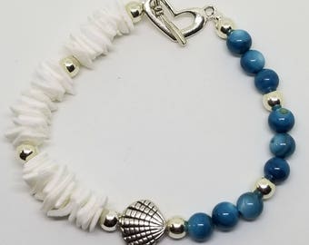 Ocean Blue Agate & Seashell Chips