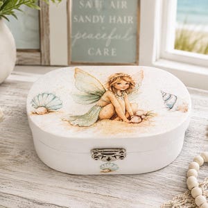 Beach Sandburg Erinnerungsbox | Küsten Schmuckschatulle | Handgemachte Muschel Schatzkästchen | Strand Cottage Dekor