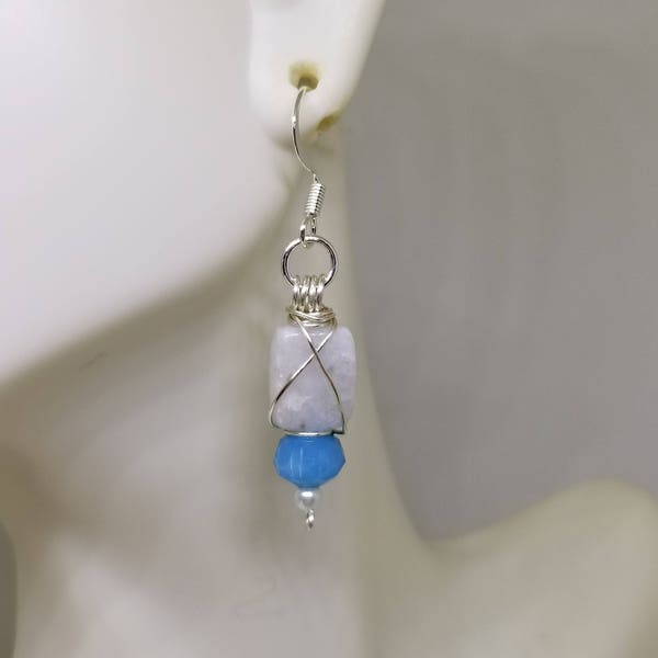 Italanio Orecchini Avvolgere Filo Marmo ~ Italian Marble Wire Wrap Earrings