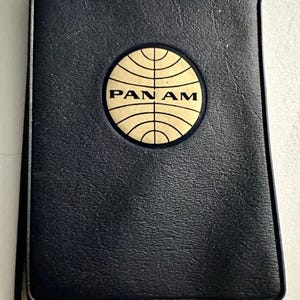 RARE Vintage 60s Pan Am Airlines 1960s Blue Pocket Photo/Business Card Holder